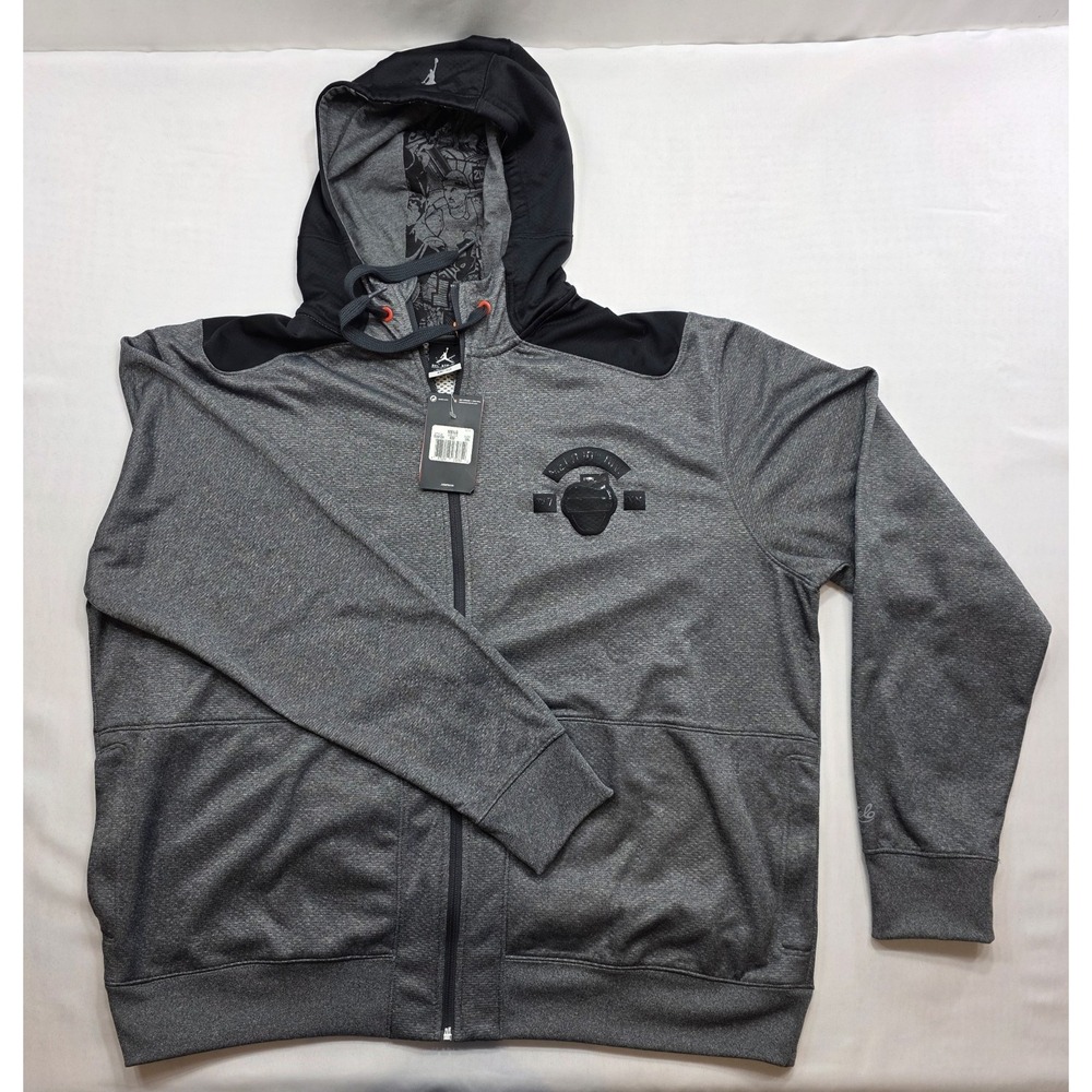 Nike Air Jordan Melo 10th Div 589124 New Full Zip Gray & Black Hoodie. Size 3X - Picture 2 of 14